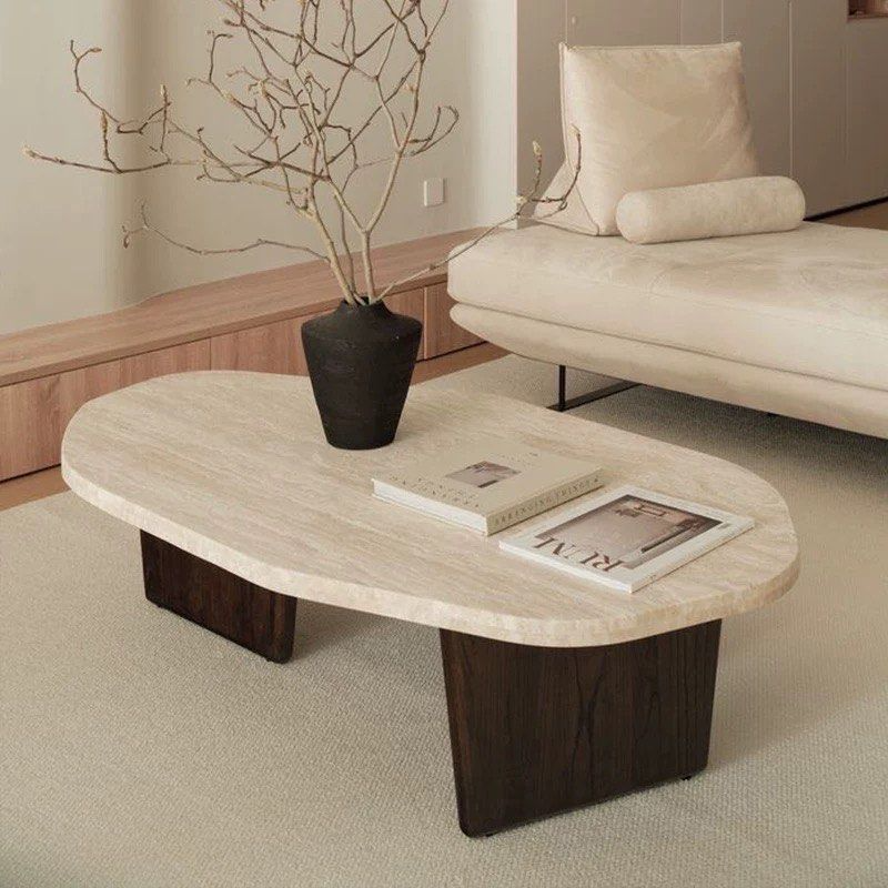 ZOLLAR Modern Travertine Coffee Table - Radical Homes Singapore