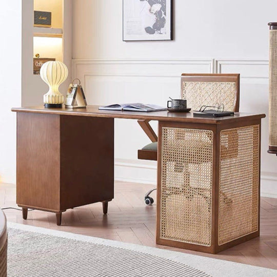 ELMWOOD Rustic Walnut Solid Wood Desk - Cassa Haus Singapore