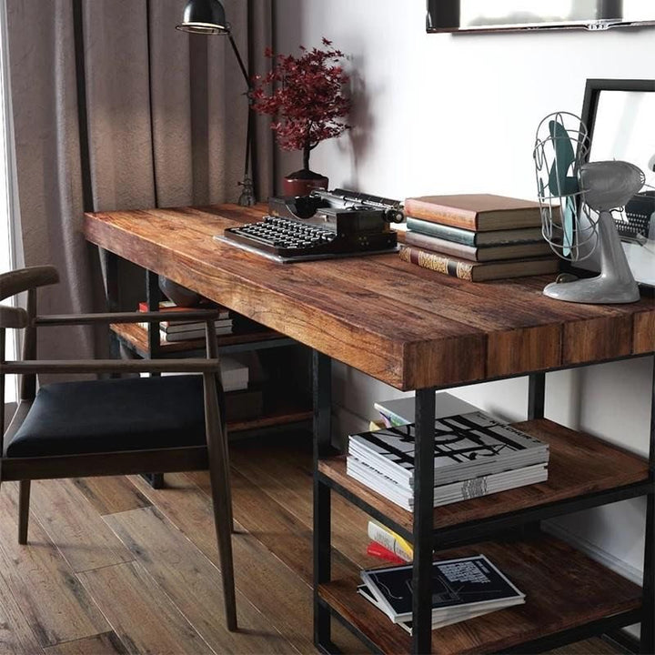 HUNTER Modern Industrial Solid Wood Office Table - Radical Homes Singapore