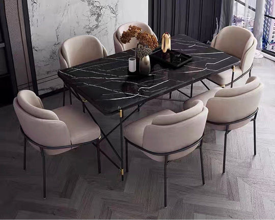 IRONVEIN Industrial Marble Dining Table - Cassa Haus Singapore