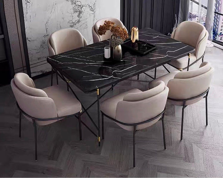 HOLYFIELD Industrial Marble Dining Table - Radical Homes Singapore