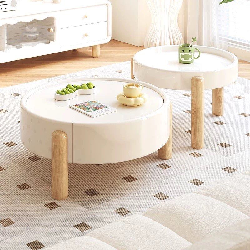AIDEN Japandi Solid Wood Round Coffee Table - Radical Homes Singapore