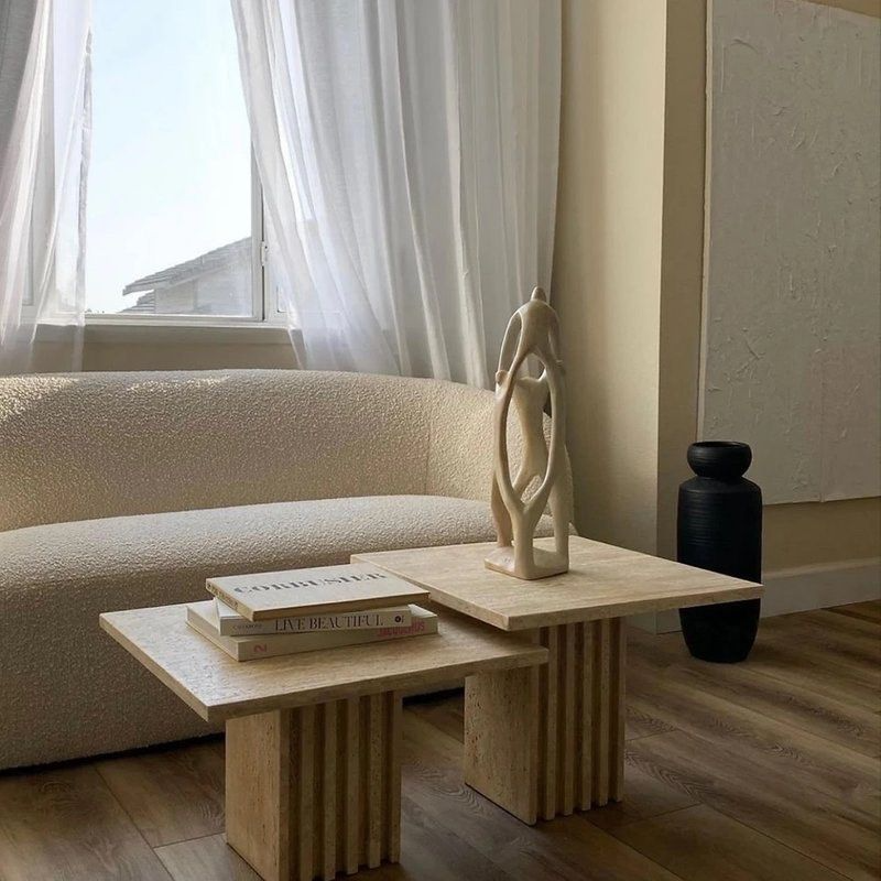 JEIAO Modern Travertine Coffee Table - Radical Homes Singapore