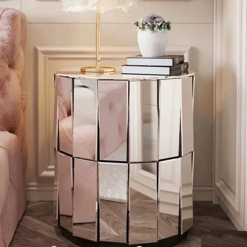 VERNON Modern Mirrored Bedside Table - Radical Homes Singapore
