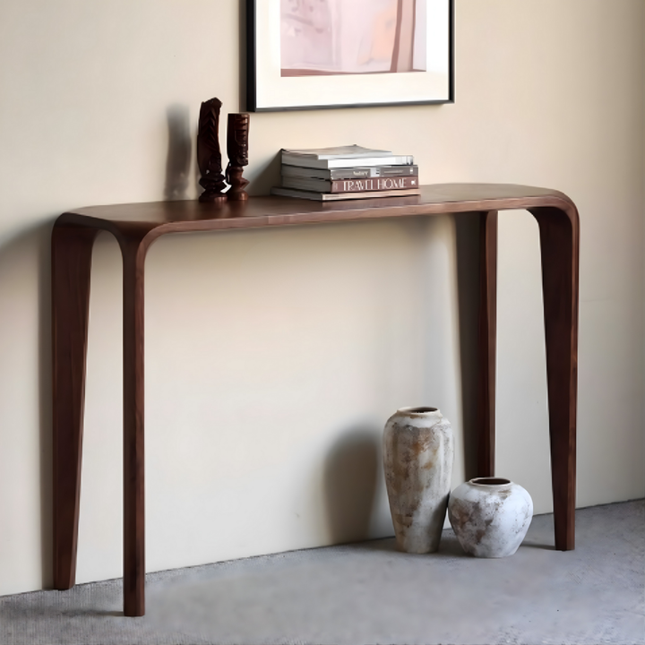 RILVAN Modern Walnut Wood Console Table