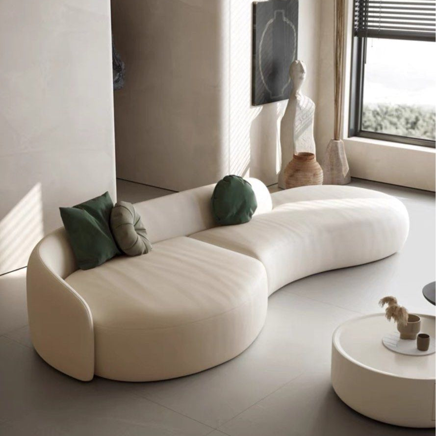 BASTEL Scratch Resistant Leather Curve Sofa - Radical Homes Singapore