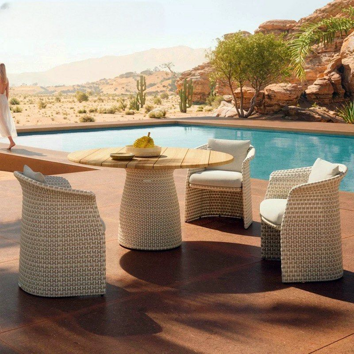OREVYNT Modern Teak Wood Outdoor Table & Chairs - Cassa Haus Singapore