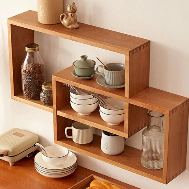 POUNGE Overlap Solid Wood Wall Shelf - Radical Homes Singapore