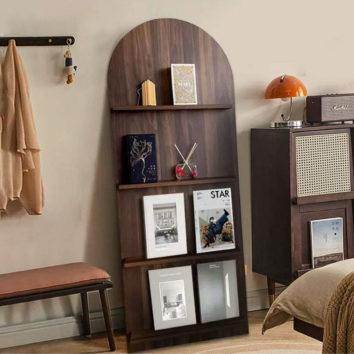TRIZIAN Rustic Walnut Shelf - Radical Homes Singapore