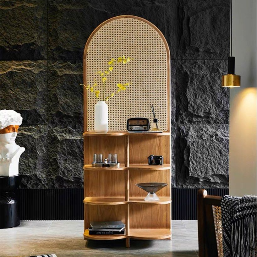 NOVREN Modern Rattan Display Shelf