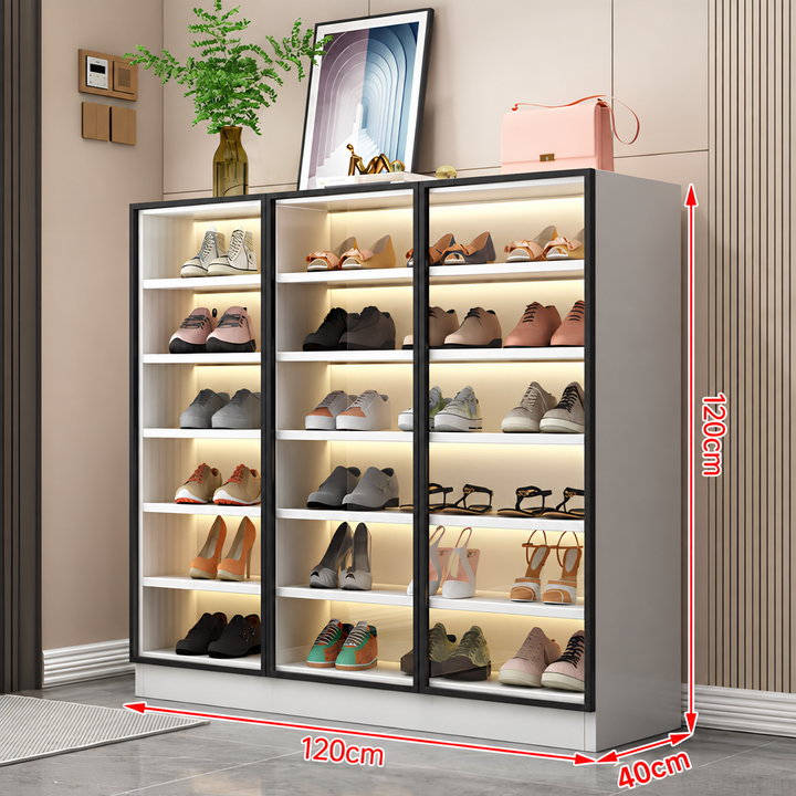 GLIDE Modern Sliding Door Glass Shoe Cabinet - Cassa Haus Singapore