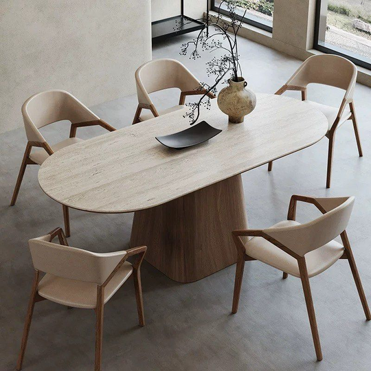 TECTON Modern Travertine Dining Table - Cassa Haus Singapore