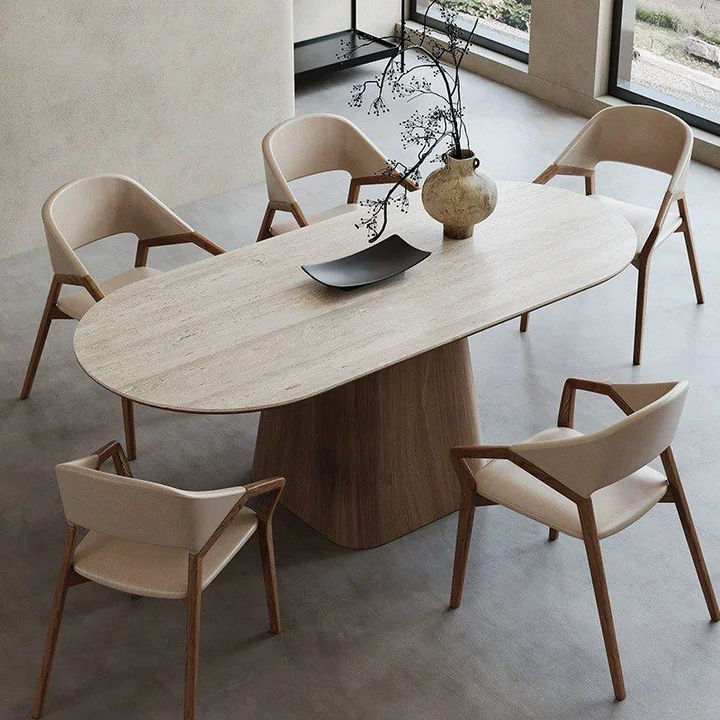 KIERREN Modern Travertine Dining Table - Radical Homes Singapore
