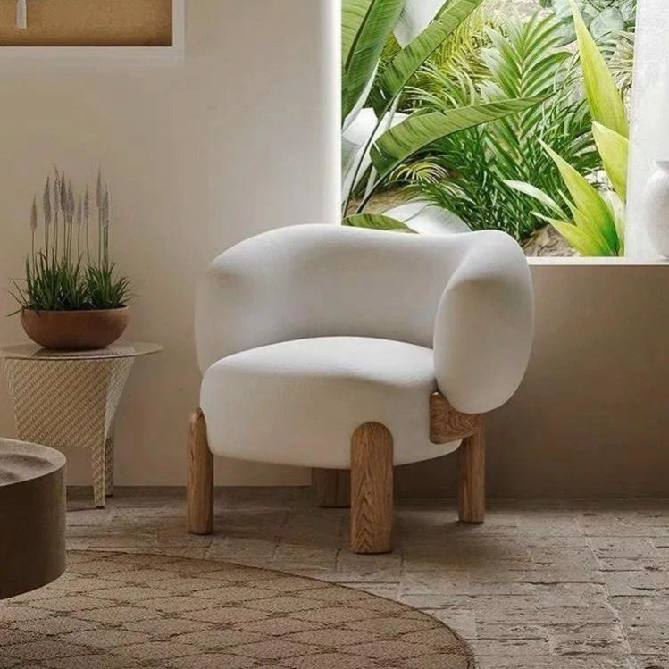 RAVIEA Modern Curved Boucle Lounge Chair - Radical Homes Singapore