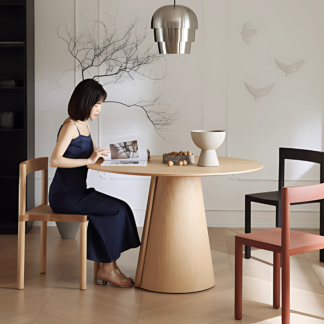 YISHE Solid Wood Round Dining Table - Radical Homes Singapore