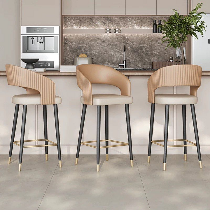 DAXTON Modern Leather Bar Stool - Cassa Haus Singapore