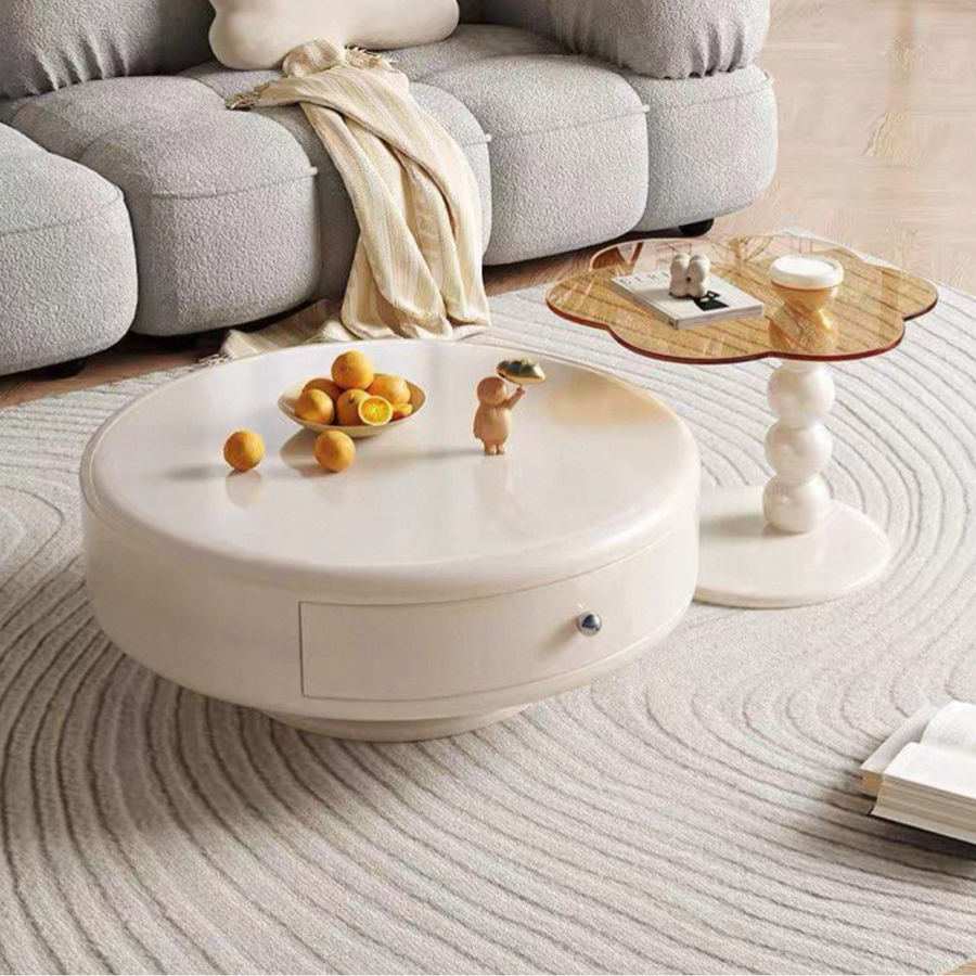 ERAEL Japandi Round Swivel Coffee Table - Radical Homes Singapore