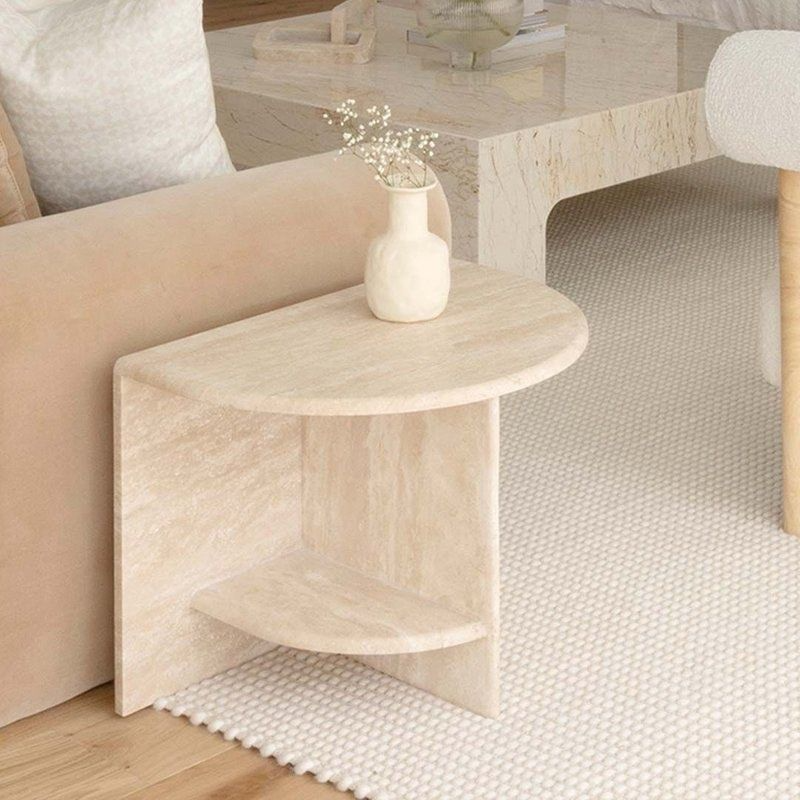 KIM Modern Travertine Side Table - Radical Homes Singapore