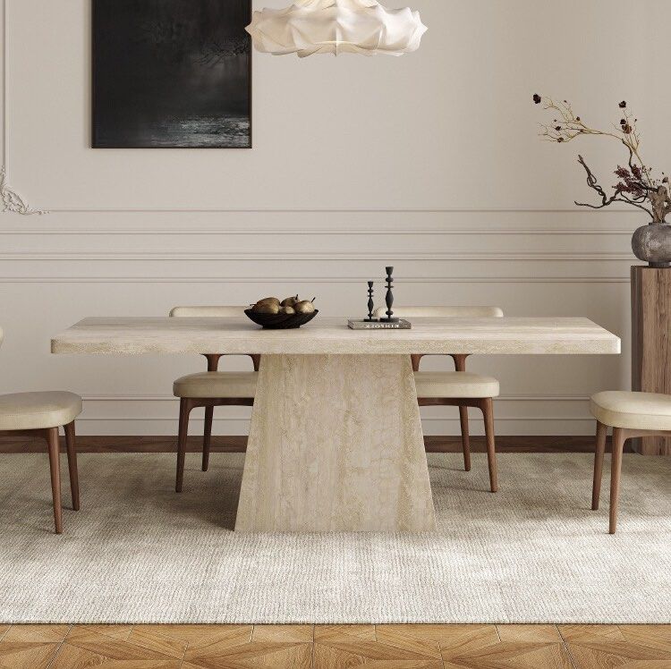 CALVERA Modern Travertine Dining Table - Radical Homes Singapore