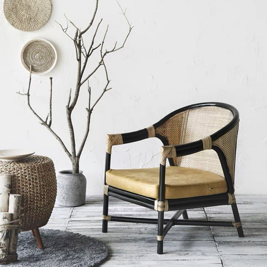 MELANIE Vintage Rattan Lounge Chair - Radical Homes Singapore