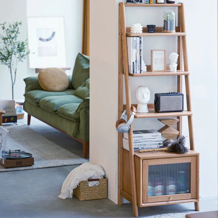 ANSELMO Wood Bookshelf With Storage - Radical Homes Singapore