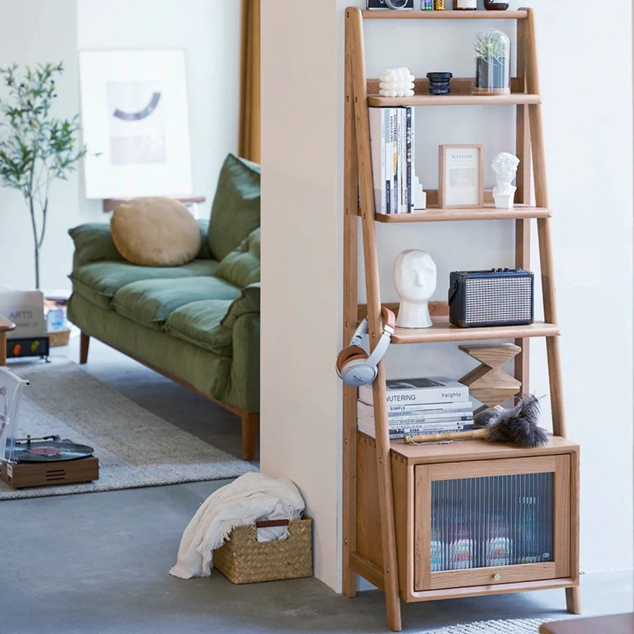 ANSELMO Wood Bookshelf With Storage - Radical Homes Singapore