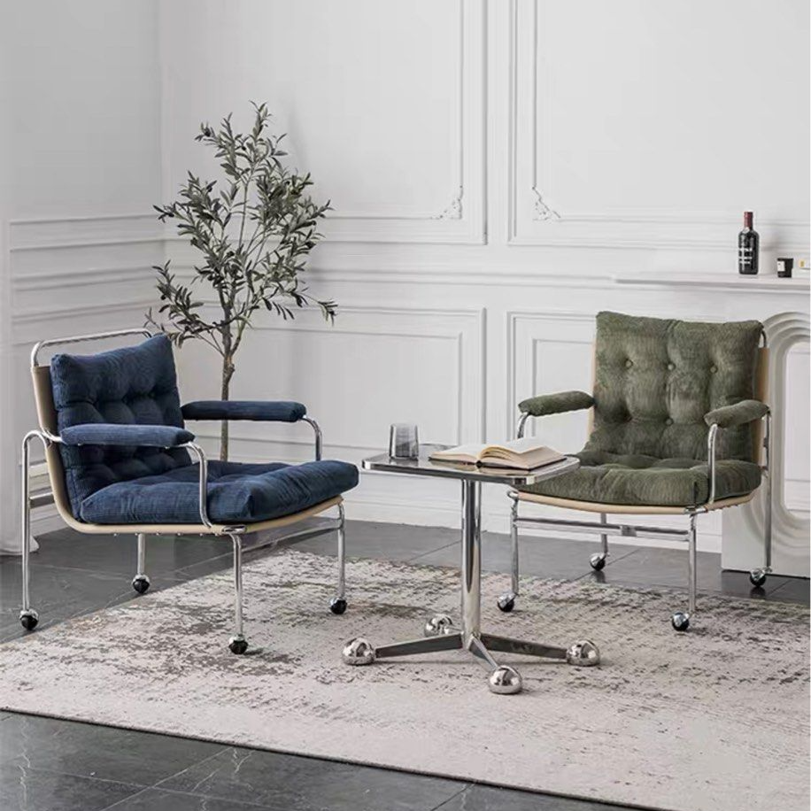 WHITNEY Modern Armchair With Wheels - Radical Homes Singapore