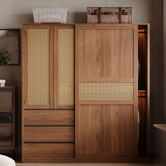 FLORENZO Rustic Solid Wood Wardrobe - Cassa Haus Singapore