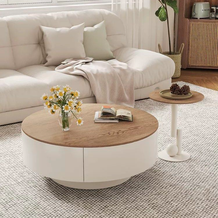 KIORA Japandi Sintered Stone Round Coffee Table - Cassa Haus Singapore