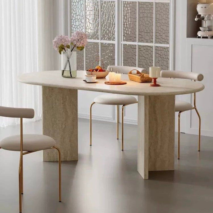 ZAILE Modern Travertine Dining Table - Radical Homes Singapore
