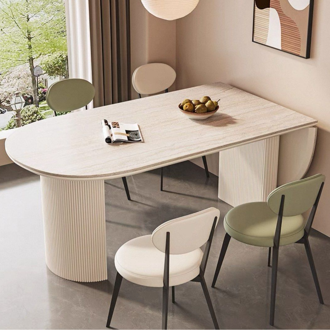 EXPANZA Modern Extendable Travertine Dining Table - Cassa Haus Singapore