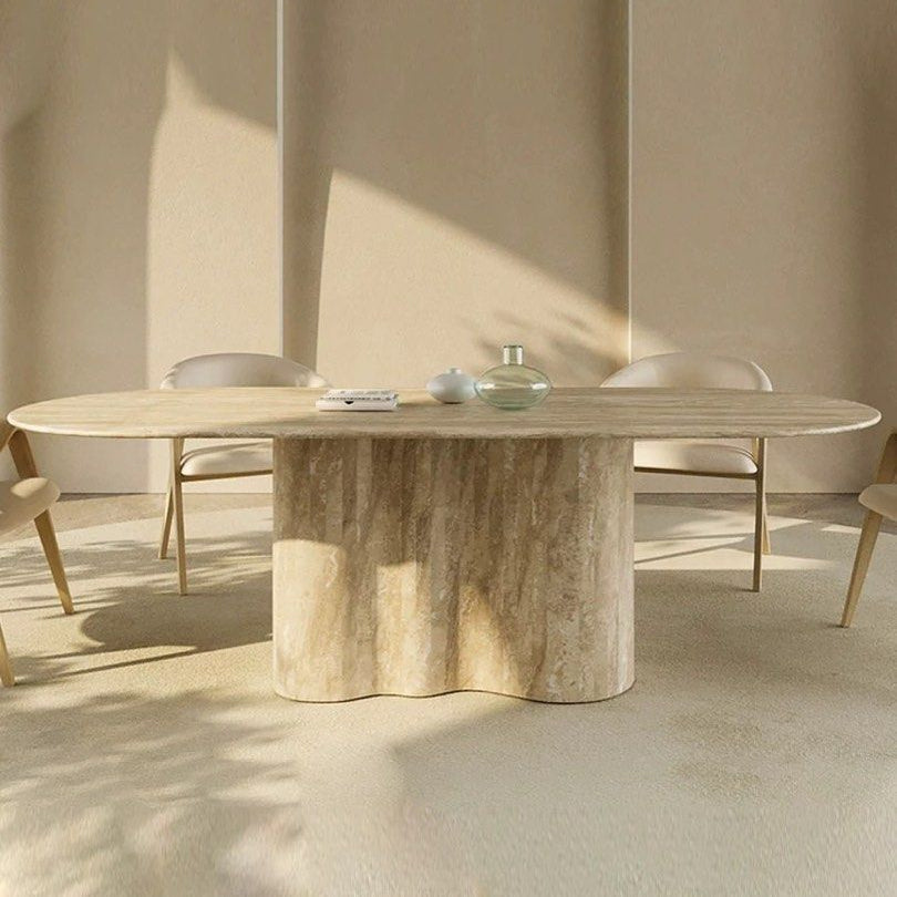 ROMAN Modern Travertine Dining Table - Radical Homes Singapore