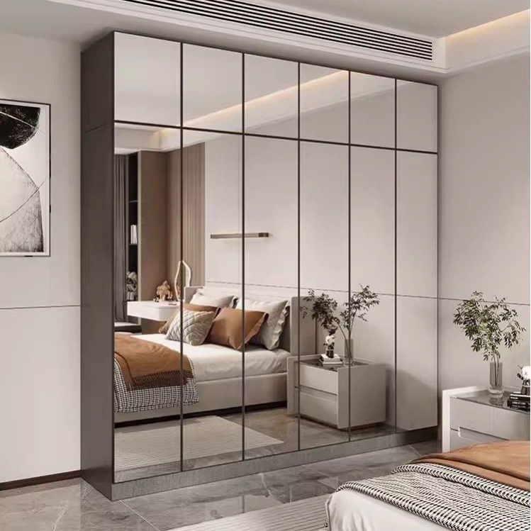 PRAVENK Modern Mirrored Glass Wardrobe