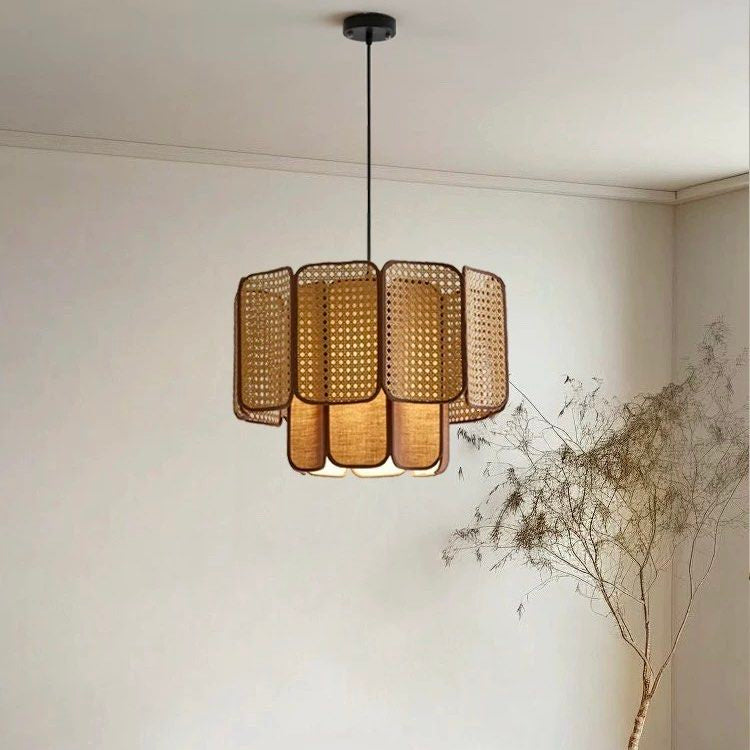 MONA Modern Rattan Ceiling Light - Radical Homes Singapore