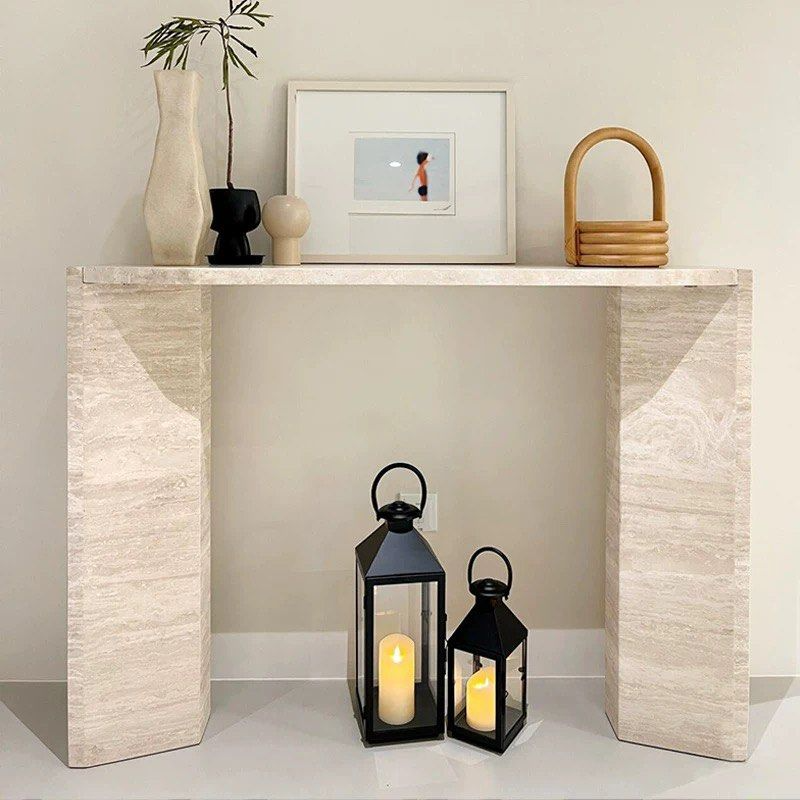 ANIORE Modern Travertine Console Table - Radical Homes Singapore