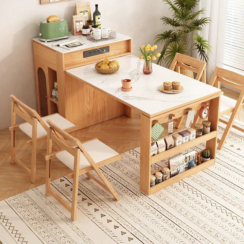 LAUFEN Modern Sintered Stone Extendable Island Dining Table - Radical Homes Singapore