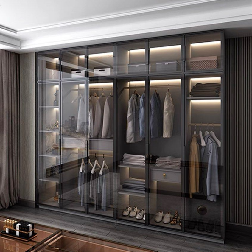 DERRICK Modern Glass LED Wardrobe - Radical Homes Singapore