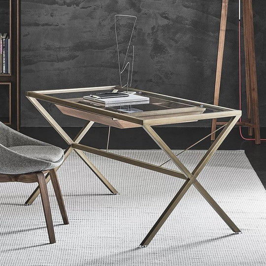 BERKELEY Industrial Glass Study Table - Cassa Haus Singapore