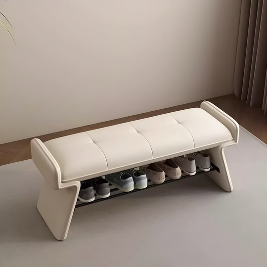 AVERO Modern Leather Shoe Storage Bench - Cassa Haus Singapore