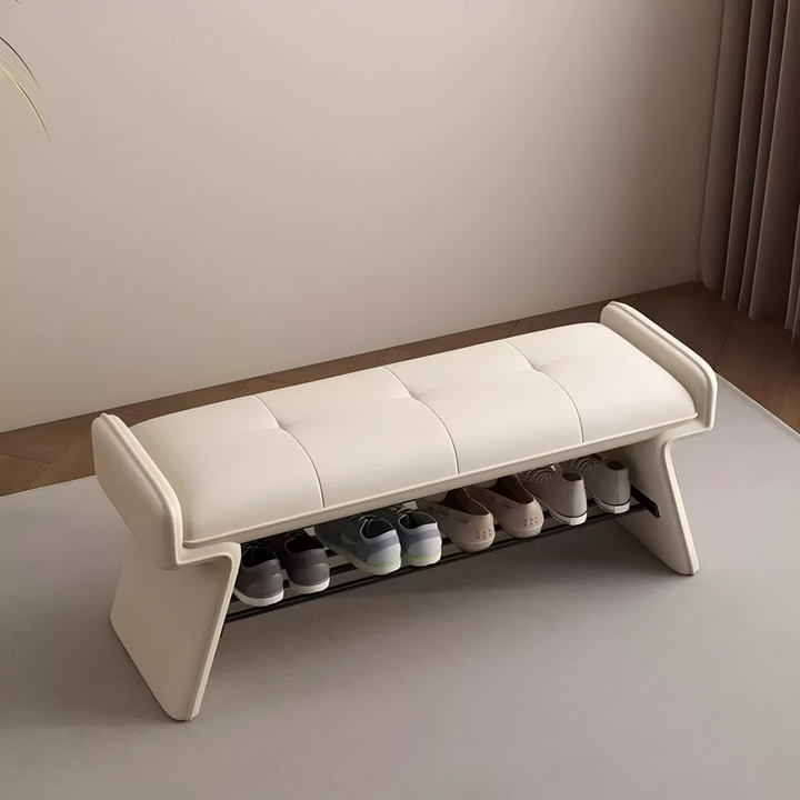 VETRO Modern Leather Shoe Storage Bench - Radical Homes Singapore