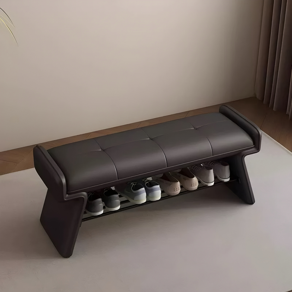 VETRO Modern Leather Shoe Storage Bench - Radical Homes Singapore