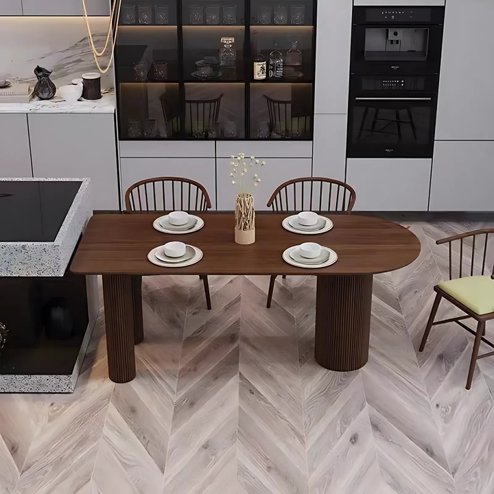 OVALEN Modern Solid Wood Oval Dining Table - Cassa Haus Singapore