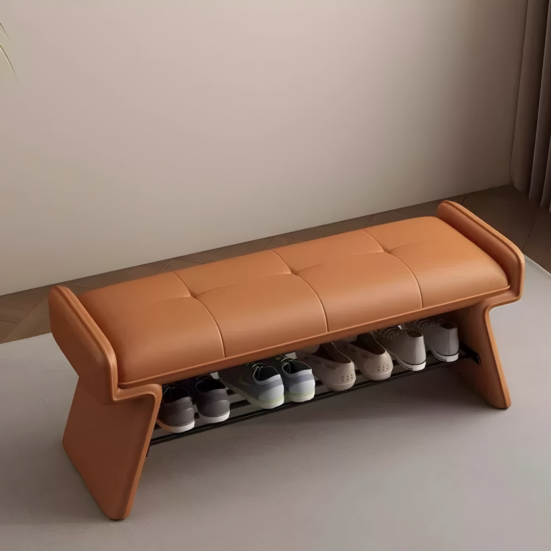 VETRO Modern Leather Shoe Storage Bench - Radical Homes Singapore