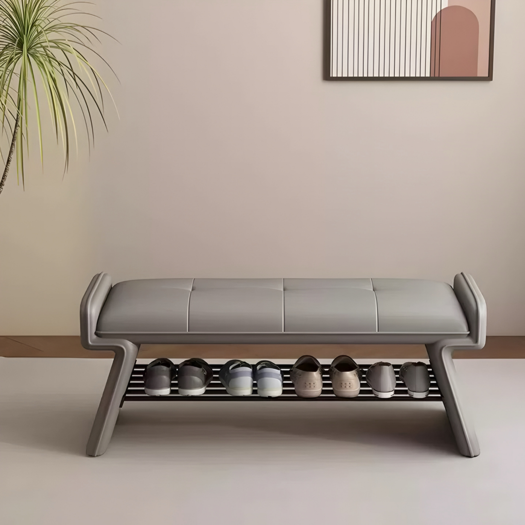 VETRO Modern Leather Shoe Storage Bench - Radical Homes Singapore