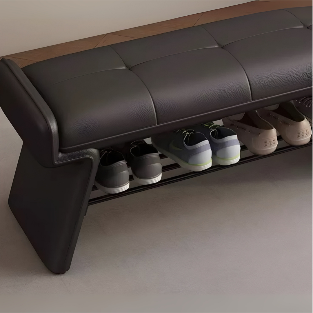 VETRO Modern Leather Shoe Storage Bench - Radical Homes Singapore