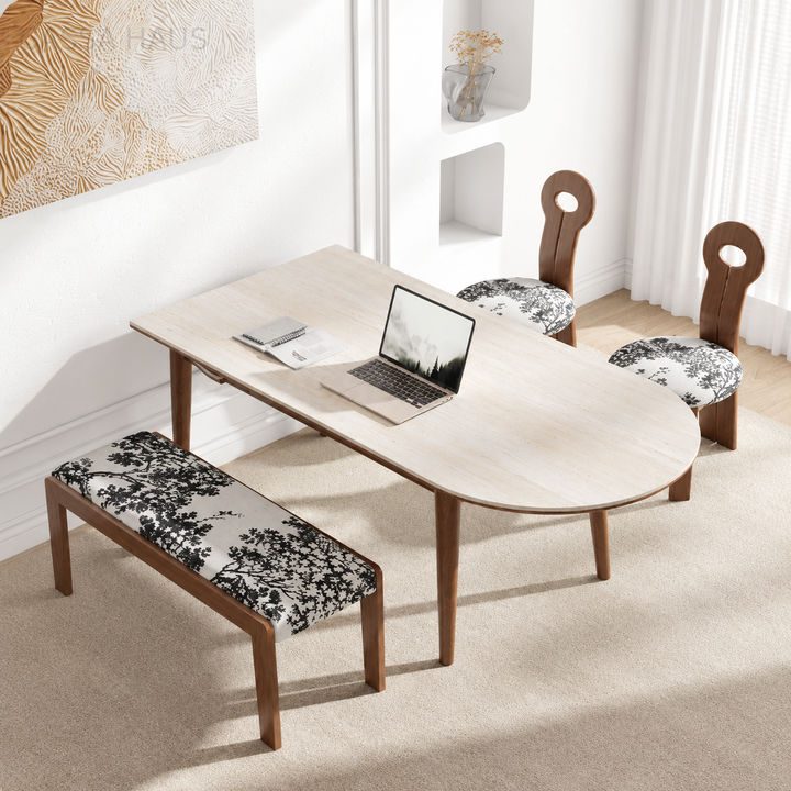 CHARLS Modern Travertine Extendable Dining Table - Cassa Haus Singapore