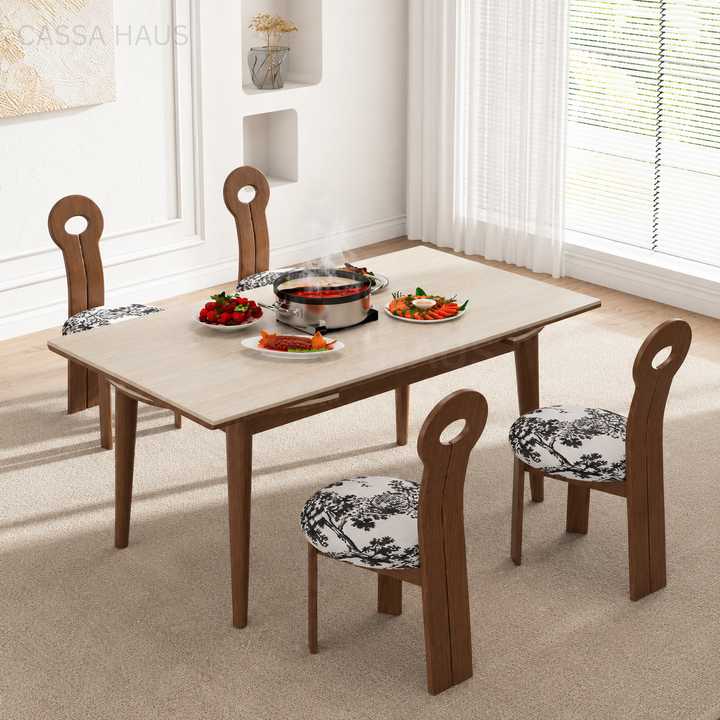 CHARLS Modern Travertine Extendable Dining Table - Cassa Haus Singapore