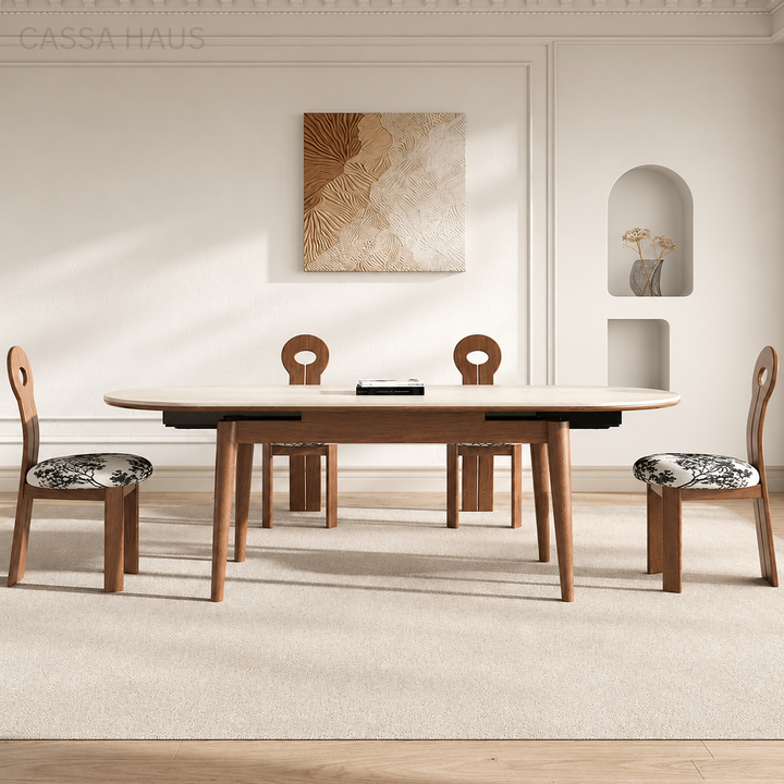 CHARLS Modern Travertine Extendable Dining Table - Cassa Haus Singapore