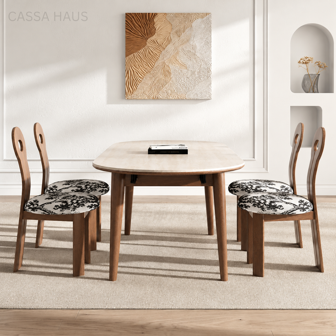 CHARLS Modern Travertine Extendable Dining Table - Cassa Haus Singapore