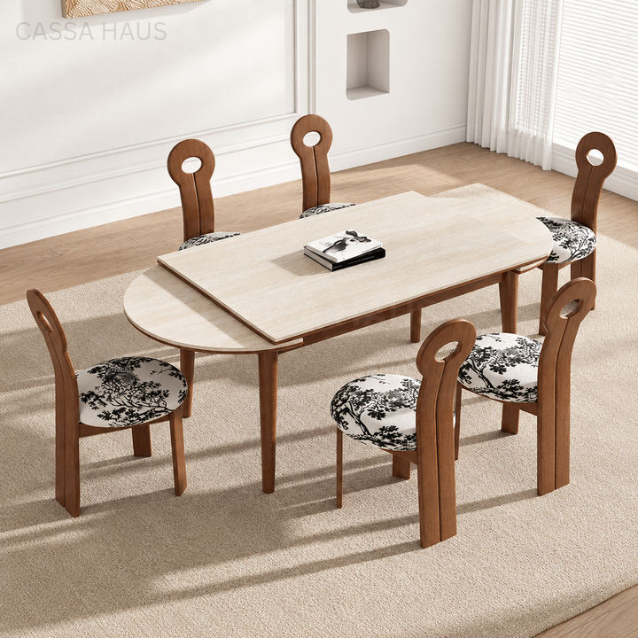 CHARLS Modern Travertine Extendable Dining Table - Cassa Haus Singapore